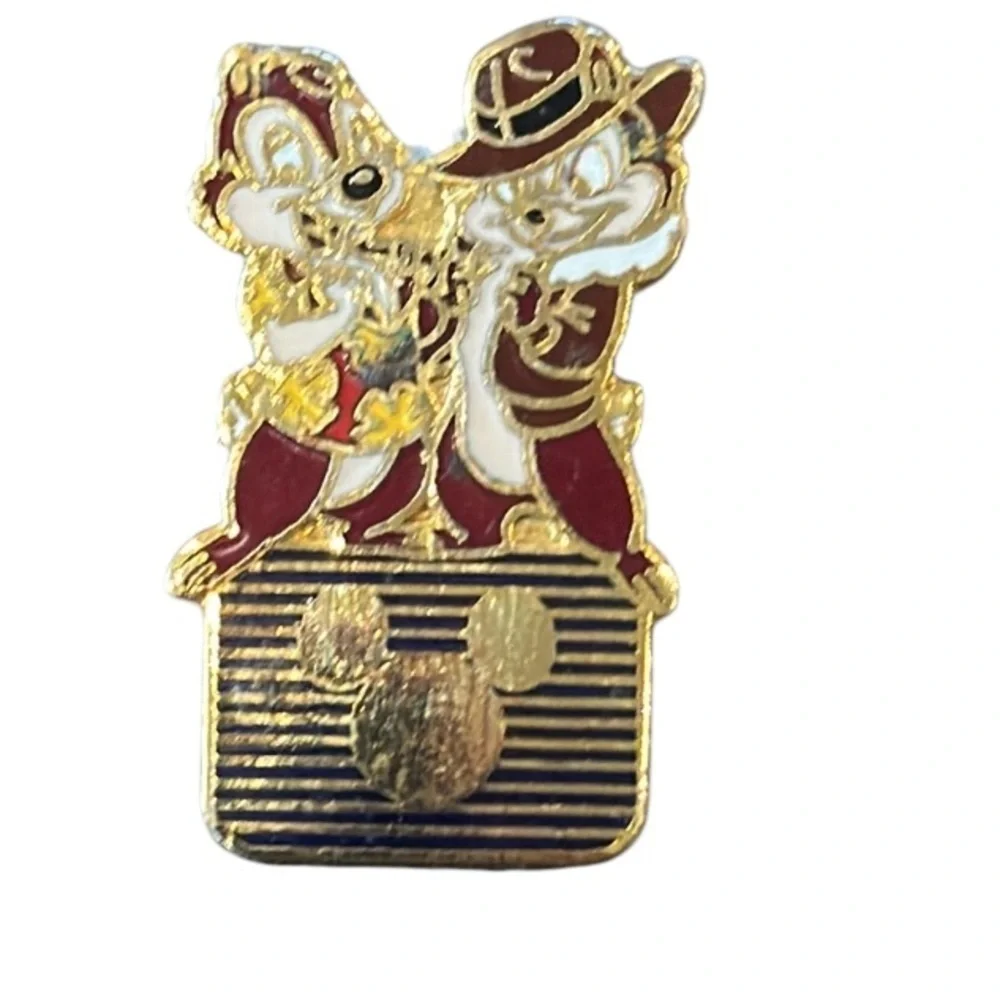 Disney Chip & Dale & Rainbow Disney Logo Gold and Multicolor Pin Bundle NWOT